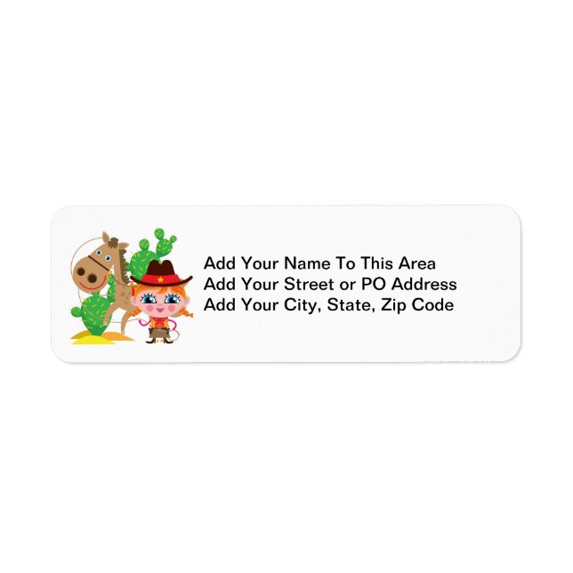 Cowgirl and Horse Return Address Label (Front)