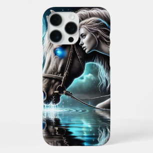 Cowgirl and Horse Sharing a Moonlit Moment iPhone 16 Pro Max Case