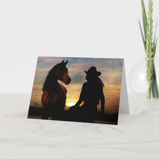Cowgirl and Horse Sympathy Loss of Horse Card (Front)