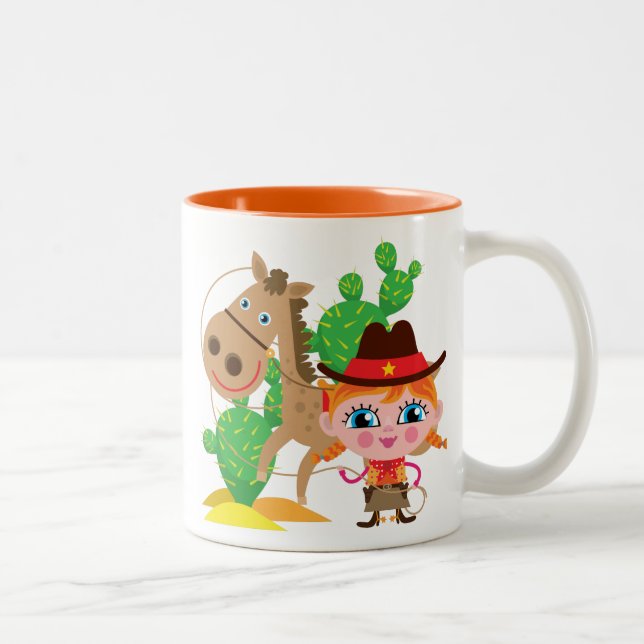 Cowgirl and Horse Two-Tone Coffee Mug (Right)