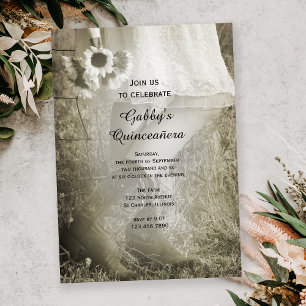 Cowgirl and Sunflowers Country Quinceañera Invite