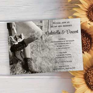 Cowgirl and Sunflowers Country Ranch Wedding Invitation