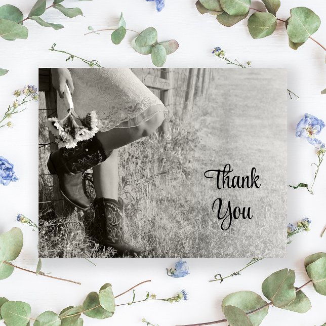 Cowgirl and Sunflowers Country Wedding Thank You Postcard (Creator Uploaded)