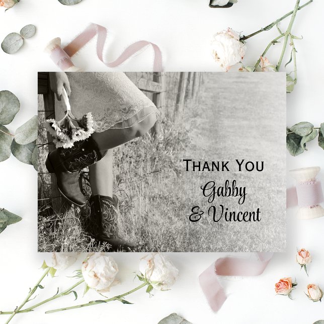 Cowgirl and Sunflowers Country Western Thank You Card (Creator Uploaded)