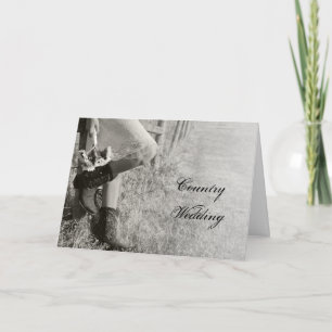 Cowgirl and Sunflowers Wedding Save the Date BW Announcement