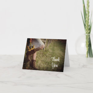 Cowgirl and Sunflowers Western Wedding Thank You Card