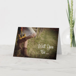 Cowgirl and Sunflowers Will You Be My Bridesmaid Invitation