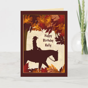 Cowgirl Autumn Custom Birthday Card