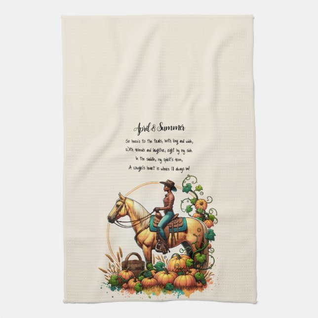 Cowgirl Autumn Tea Towel (Vertical)