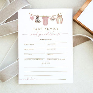 Cowgirl Baby Shower Baby Advice Predictions Card