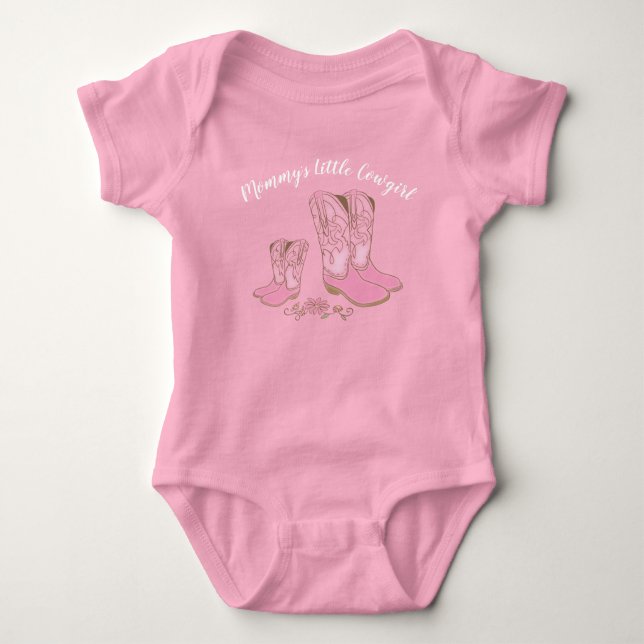Cowgirl Baby Shower Country Western Pink Girl Baby Bodysuit (Front)