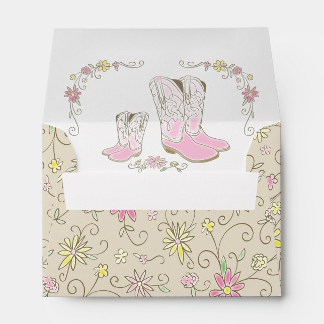 Cowgirl Baby Shower Country Western Pink Girl Envelope (Back (Bottom))