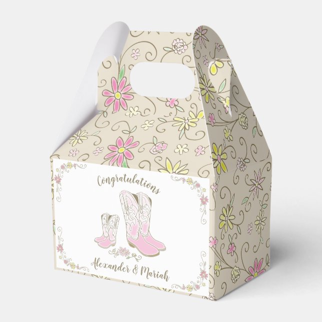 Cowgirl Baby Shower Country Western Pink Girl Favour Box (Front Side)