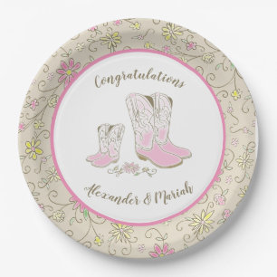 Cowgirl Baby Shower Country Western Pink Girl Paper Plate