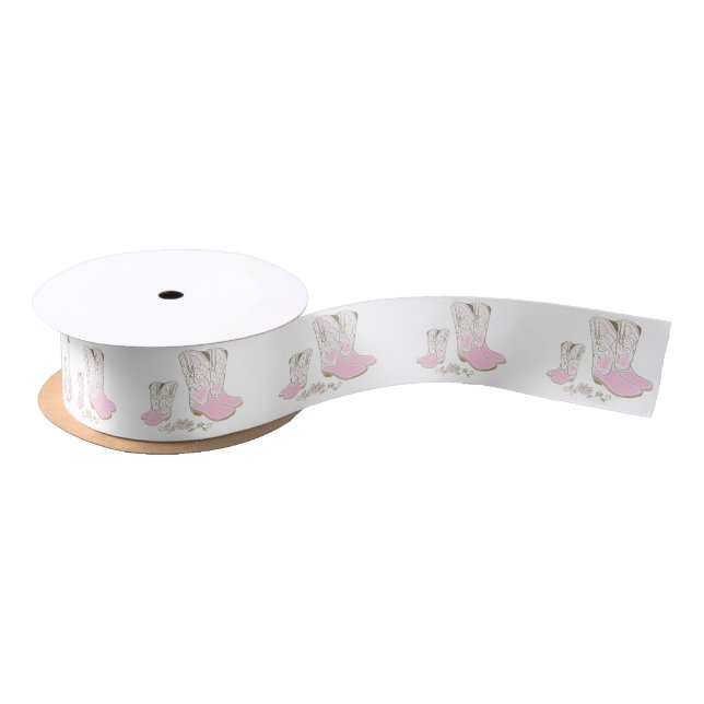 Cowgirl Baby Shower Country Western Pink Girl Satin Ribbon (Spool)