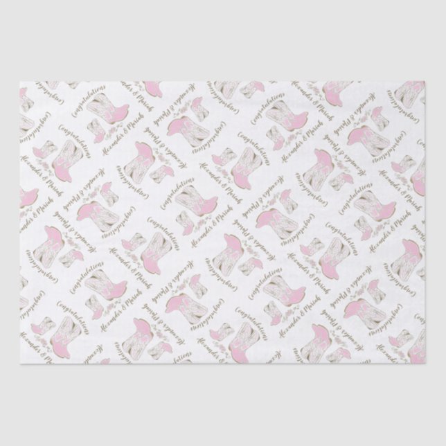 Cowgirl Baby Shower Country Western Pink Girl Tissue Paper (Front)