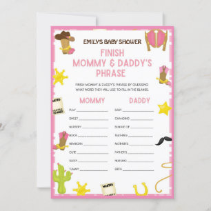 Cowgirl Baby Shower Game - Editable Name, 5x7 size Invitation