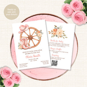 Cowgirl Baby Shower Invitation All in One QR Code