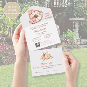 Cowgirl Baby Shower Invitation All in One QR Code