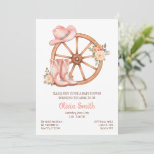 Cowgirl Baby Shower Invitation All in One QR Code