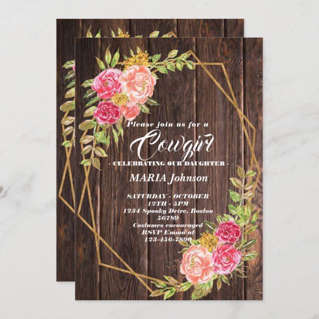 Cowgirl Baby Shower Invitations (Front/Back)