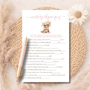 Cowgirl Baby Shower Quiz Nursery Rhymes Game