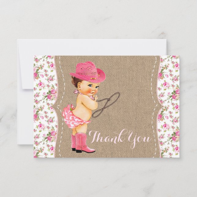 Cowgirl Baby Shower Thank You Card (Front)