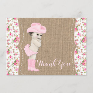 Cowgirl Baby Shower Thank You Card