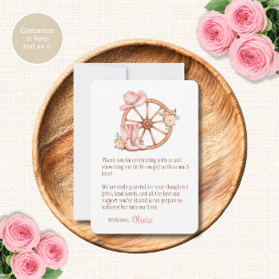 Cowgirl Baby Shower Thank You Cards Pink Boots Hat