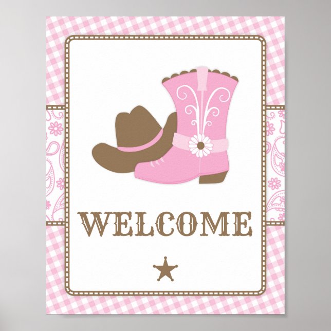 Cowgirl Baby Shower Welcome Sign (Front)