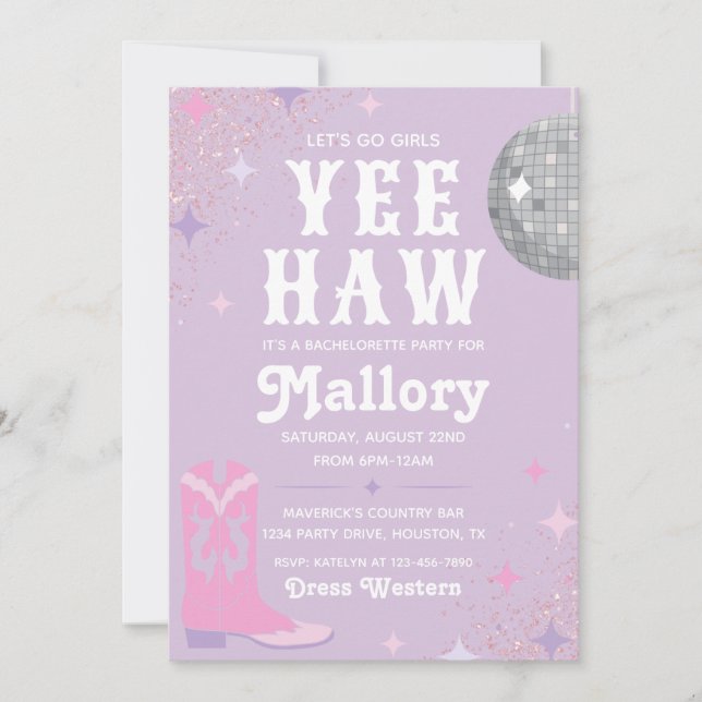 Cowgirl Bachelorette Invitation | Nash Bash (Front)