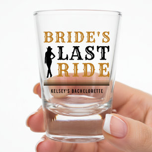 Cowgirl Bachelorette Party Bride's Last Ride Brown Shot Glass