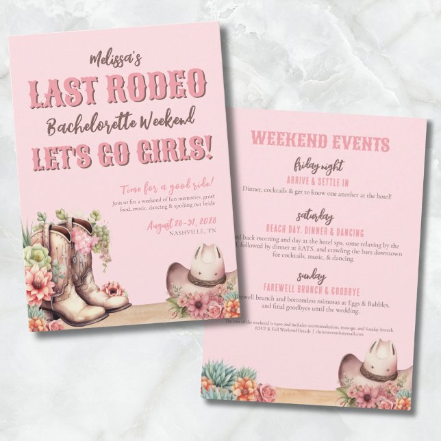 Cowgirl Bachelorette Party Invitation (Last Rodeo Cowgirl Bachelorette Party Invitation)