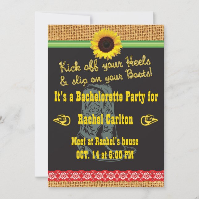 Cowgirl Bachelorette Party Invitation (Front)