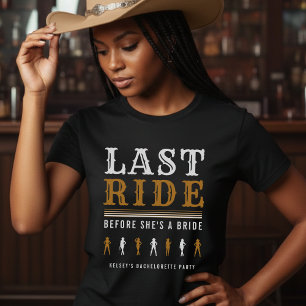 Cowgirl Bachelorette Party Last Ride Brown & Black T-Shirt