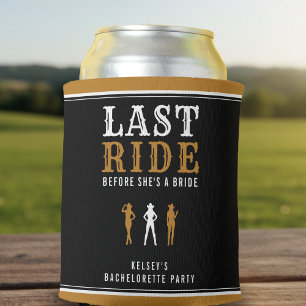Cowgirl Bachelorette Party Last Ride Brown Can Cooler
