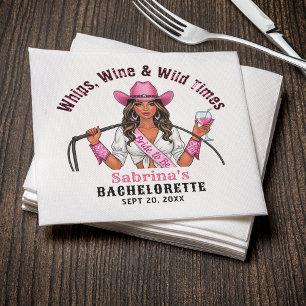 Cowgirl Bachelorette Party Whips Wine & Wild Times Napkin