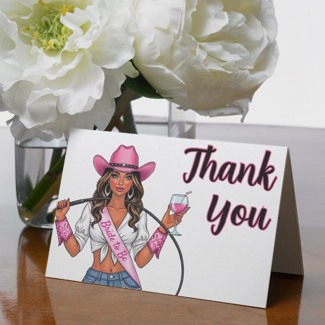 Cowgirl Bachelorette Party Whips Wine & Wild Times Thank You Card (Cowgirl Bachelorette Party Whips Wine & Wild Times Thank You Card
)