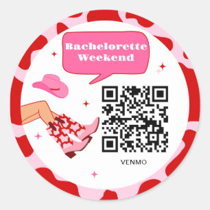 Cowgirl Bachelorette Venmo QR Code Classic Round Sticker