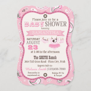 Cowgirl Bandanna Tutu Baby Shower Invitation