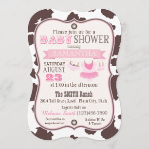 Cowgirl Bandanna Tutu Baby Shower Invitation
