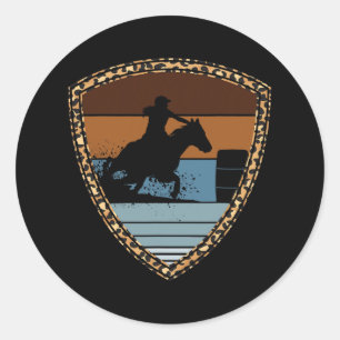 Cowgirl Barrel Racing Horseback Riding Rodeo Ropin Classic Round Sticker