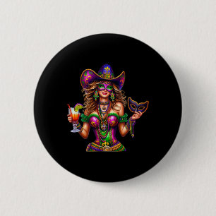 Cowgirl Beads Mardi Gras Parade Carnaval 6 Cm Round Badge