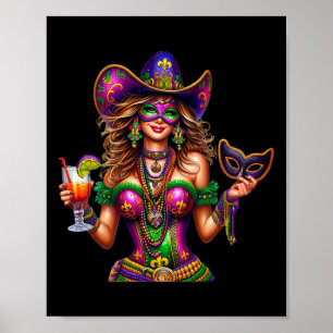 Cowgirl Beads Mardi Gras Parade Carnaval Poster