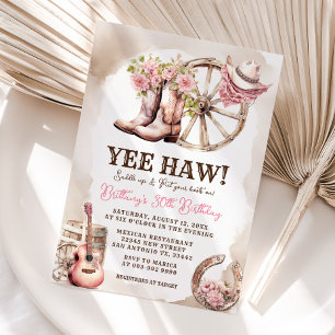 Cowgirl Birthday 21st, 30th, 40th, Rustic Western  Invitation
