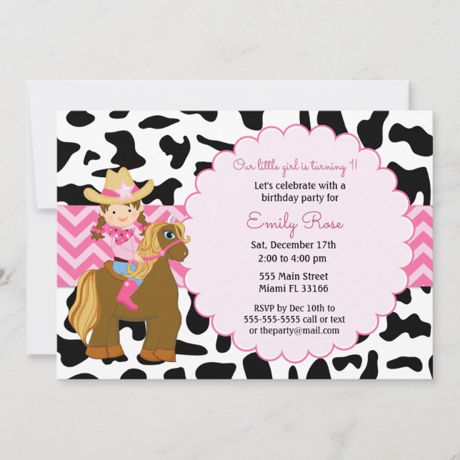 Cowgirl Birthday Invitation (Front)
