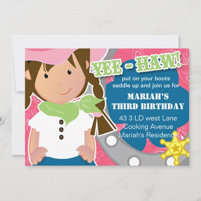 Cowgirl Birthday Invitation (Front)