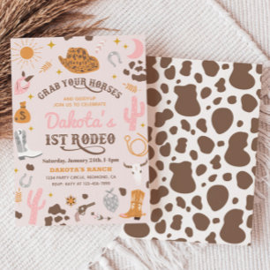 Cowgirl Birthday Invitation 1st Rodeo Invitation