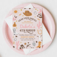 Cowgirl Birthday Invitation | 4th Rodeo Invitation