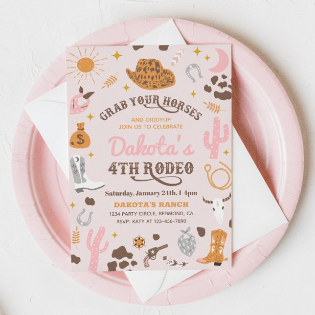 Cowgirl Birthday Invitation | 4th Rodeo Invitation (Creator Uploaded)